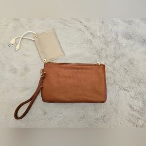 Adrienne Vittadini Brown Phone Charging Wristlet Wallet, Android, iPhone, RFID